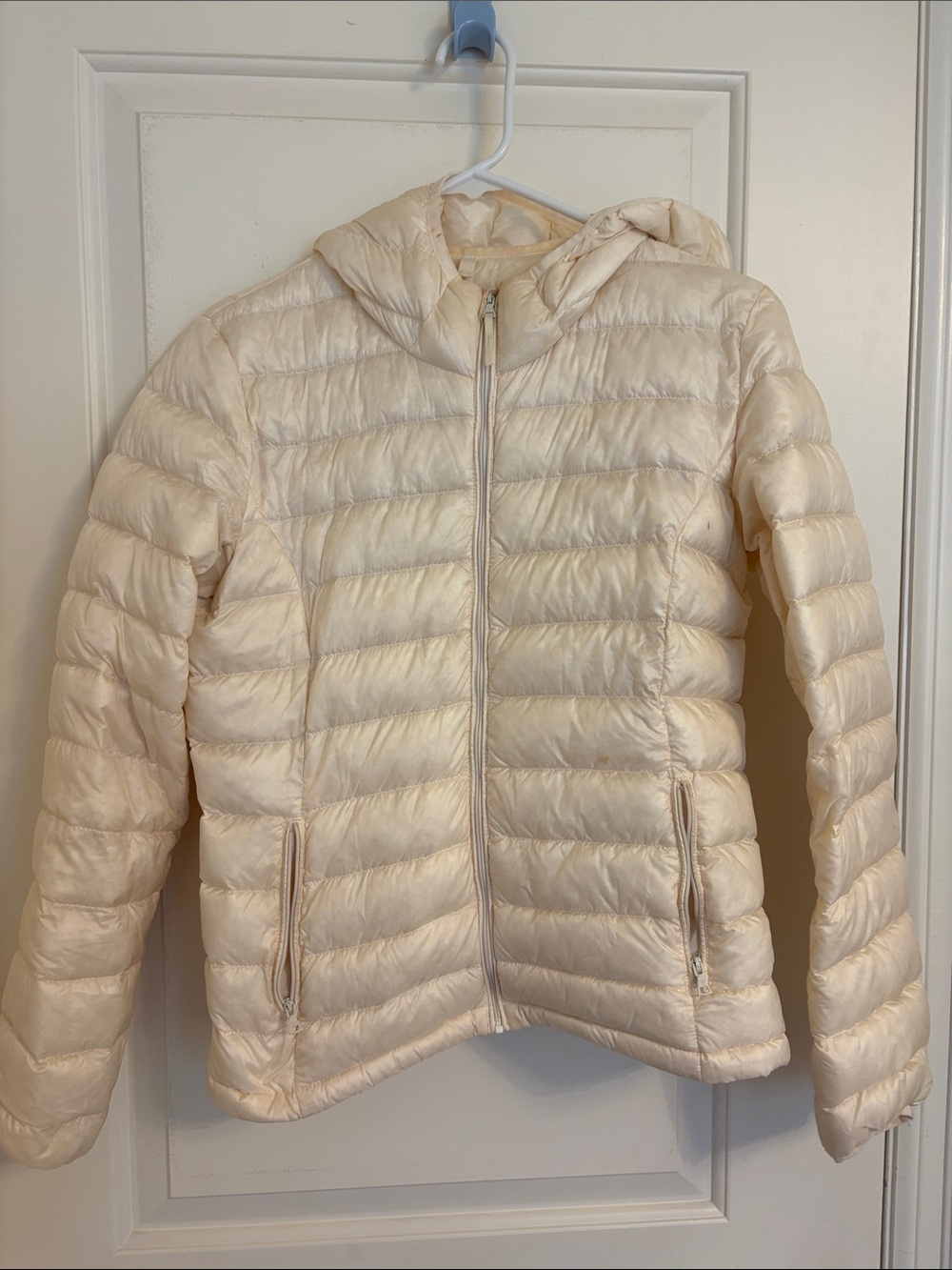 TNA Cream Quilted Packable Hooded Puffer Jacket